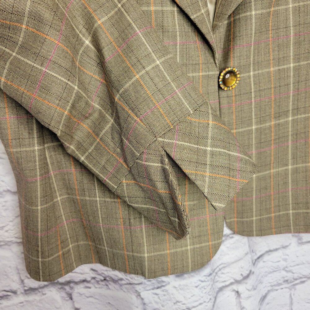 Vintage Austin Reed Women Suit Set Size 16 / XL Plaid Blazer Jacket & Skirt - Picture 7 of 16